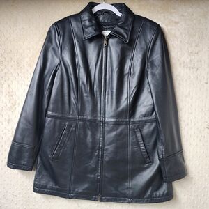 Covington Womens Black Genuine Leather Jacket Zip